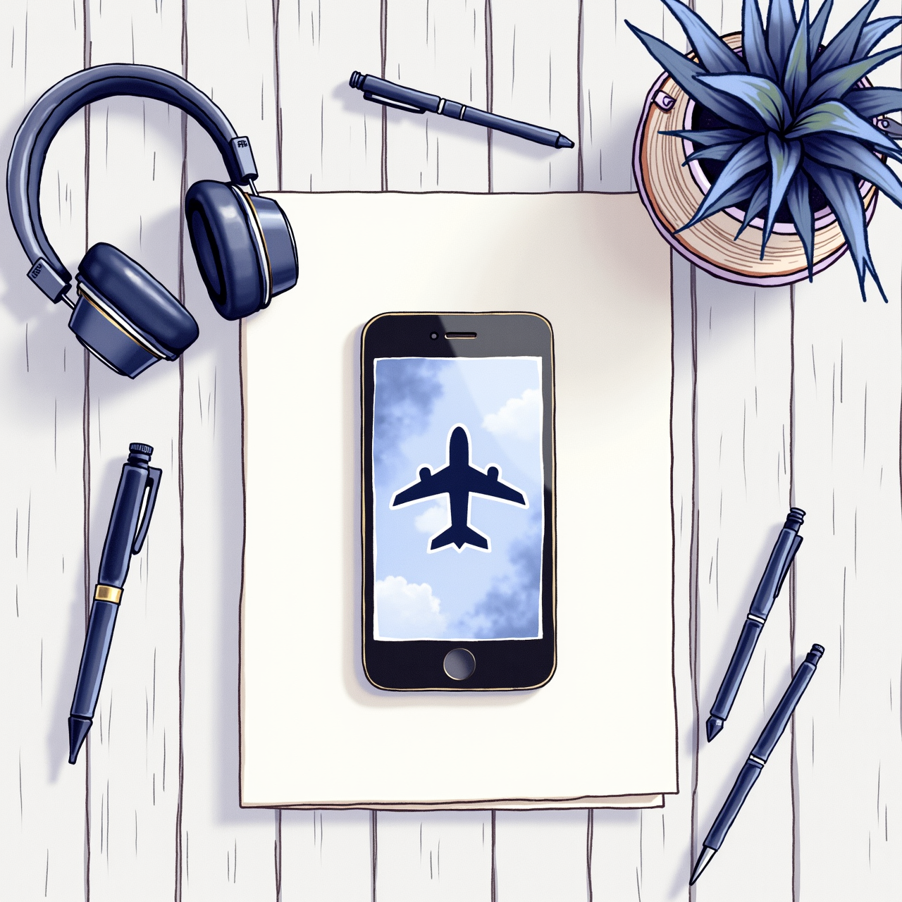 Smartphone face-down, headphones, and Do Not Disturb sign on a desk