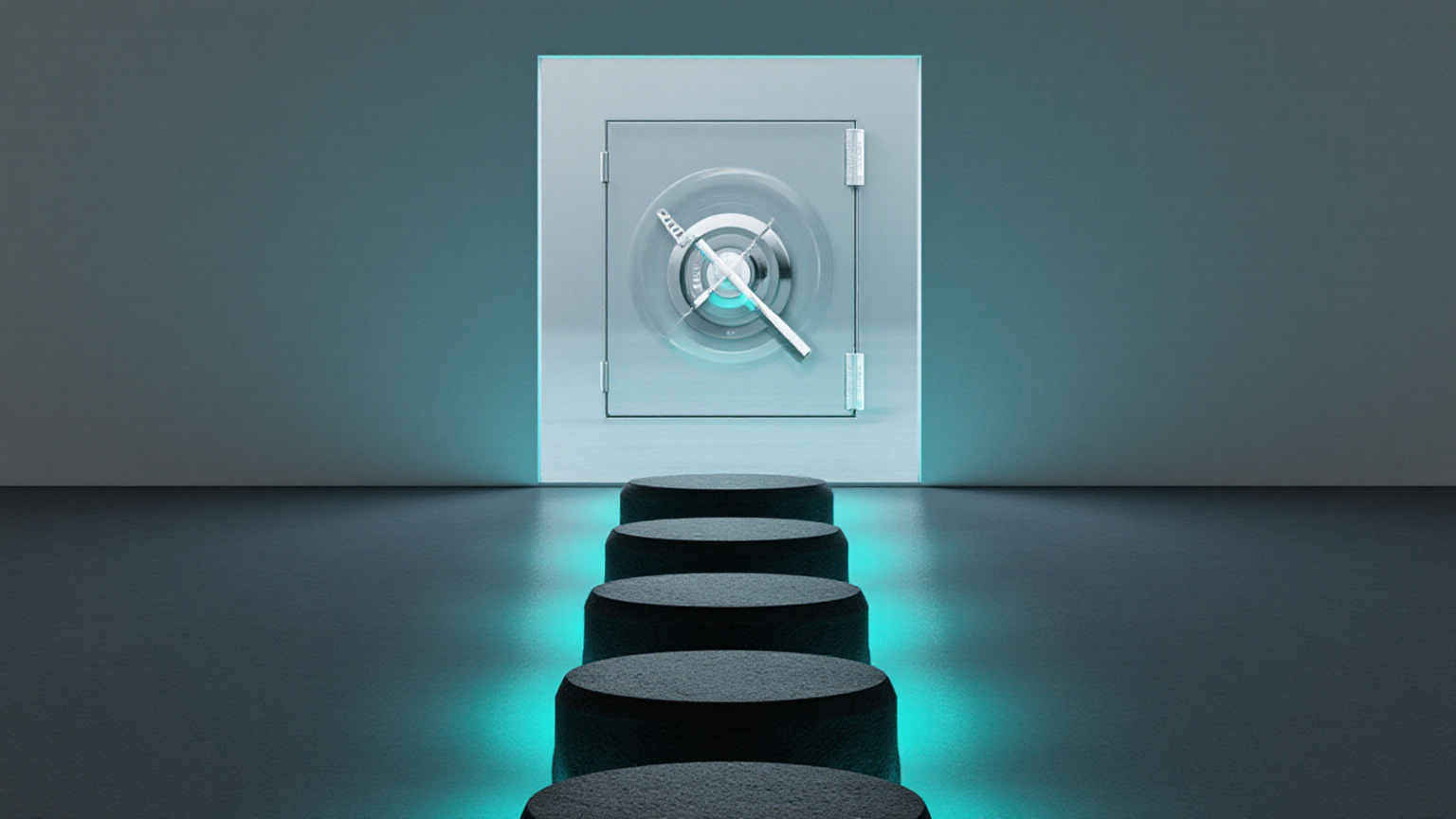 Archive shelf and transparent verification lens representing downstream checking