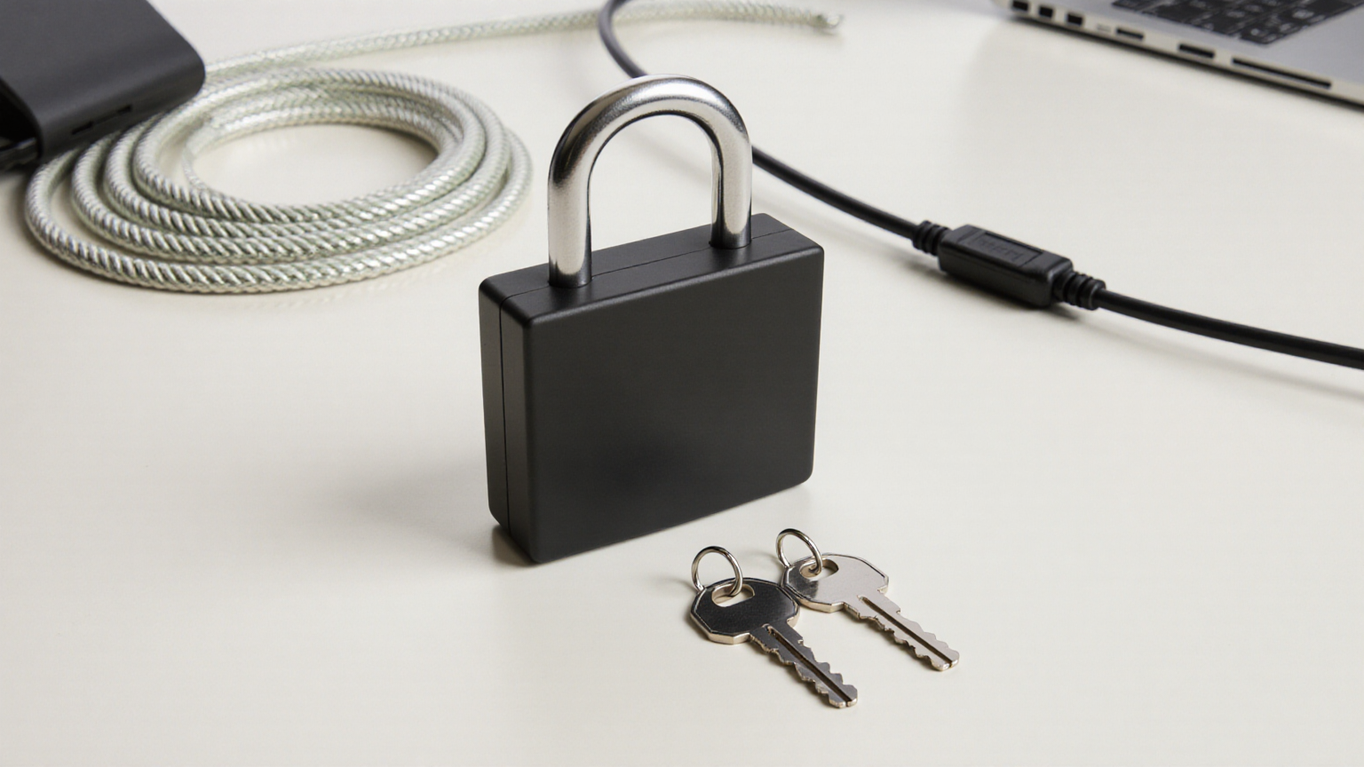 Padlock and keys representing physical custody controls