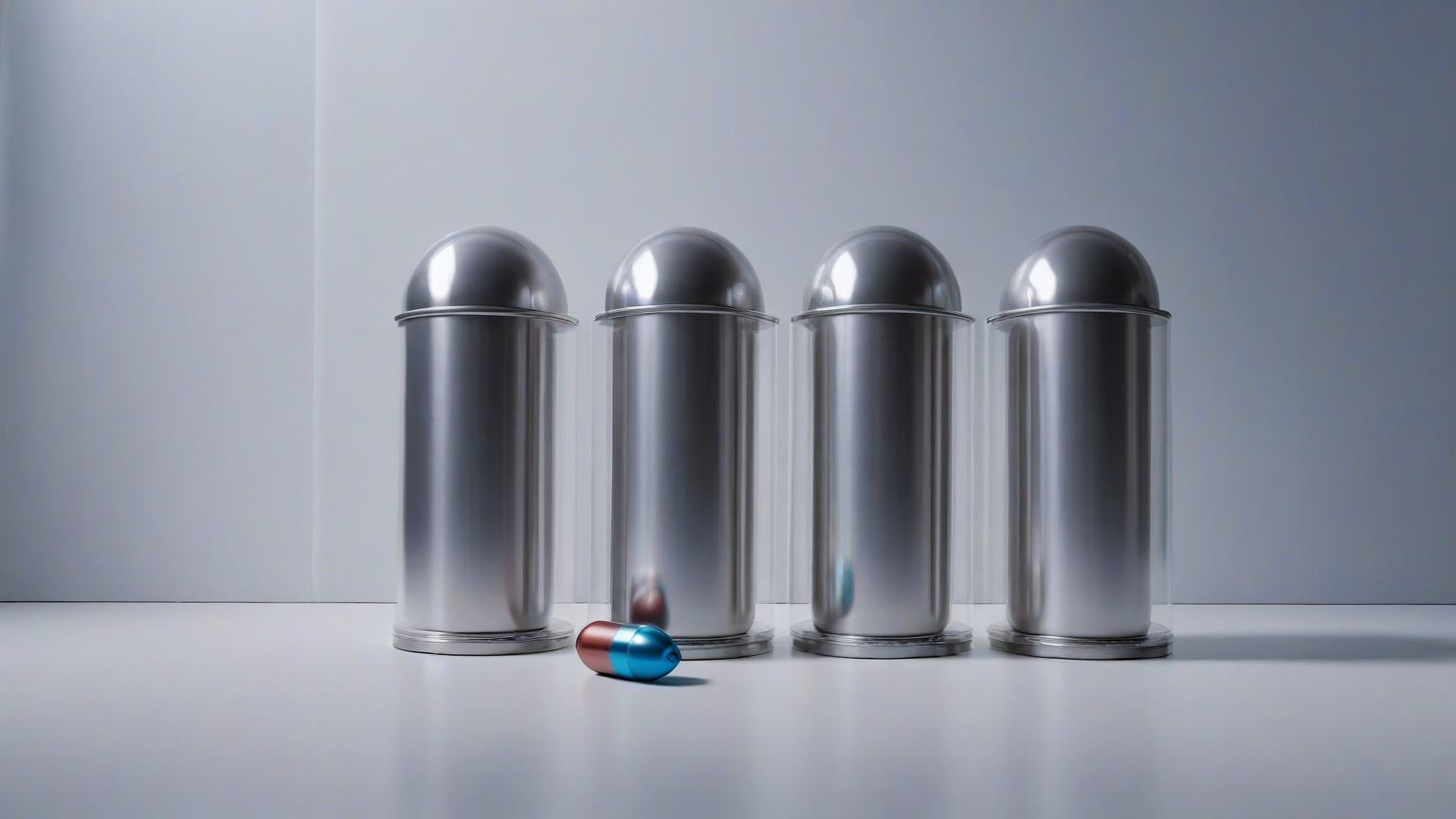 Several plain metal keys and sealed capsules kept outside a transparent coding work enclosure, with one temporary token-like object entering through a narrow slot, no markings or text
