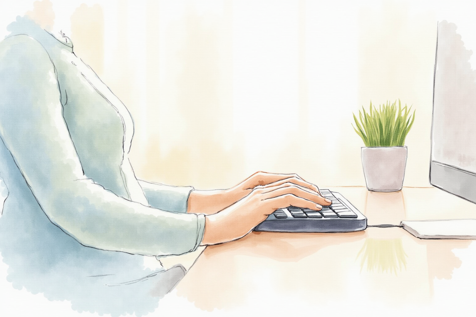Person using ergonomic mouse with wrist rest in sunny home office