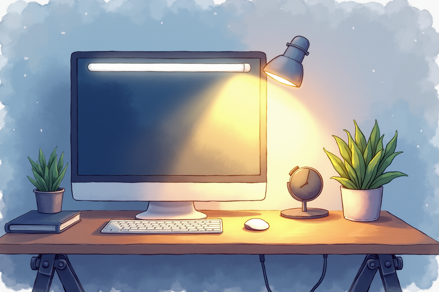 Person looking between two monitors at a desk