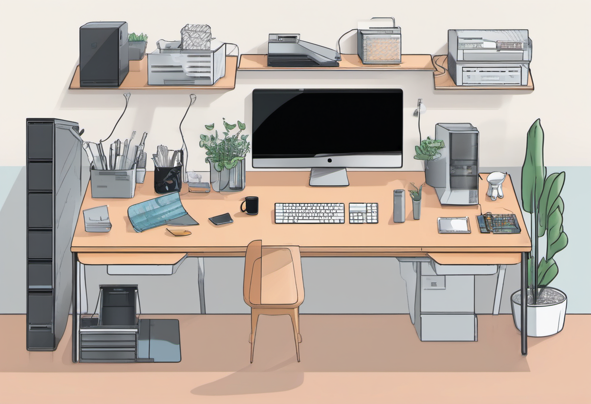 Modern local AI workstation hardware desk illustration